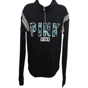 PINK Victoria's Secret Limited Edition Palm Leaf 3/4 Zip Long Sleeve Top
